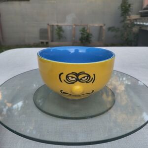 Yellow Ceramic Funny Face Soup Bowl